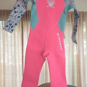 X-Manta Kids Wetsuit Long Sleeve Pink Teal Floral Print Size XXL